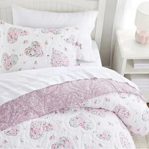 Quilt Reversible Floral Hearts Coverlet Brand NEW - Pottery Barn-Full/Queen Size
